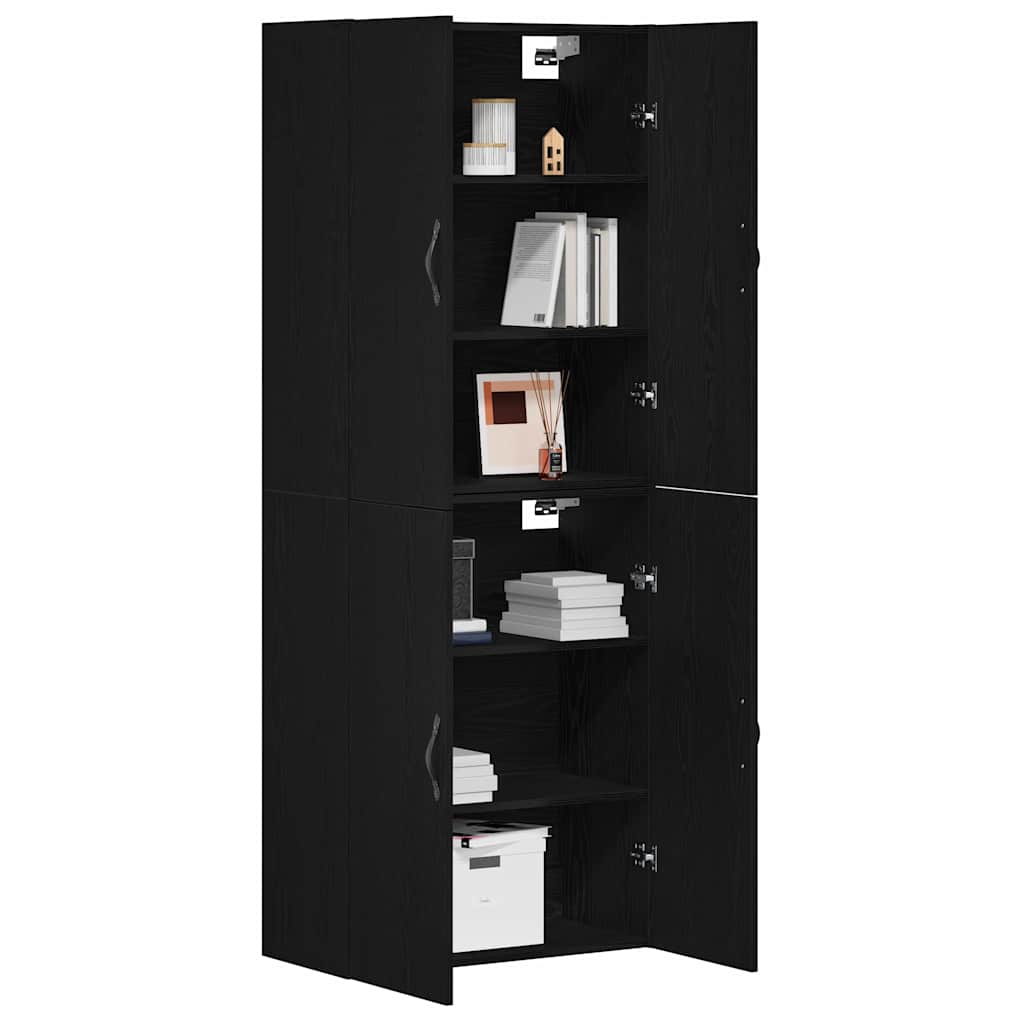 Vægskab 2 Pcs Sort Eg 69.5 X 34 X 90 Cm Konstrueret Træ - Billede 3