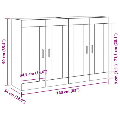 Væghængt Skab 2 Pcs Artisan Eg 160 X 34 X 90 Cm Konstrueret Træ - Billede 11