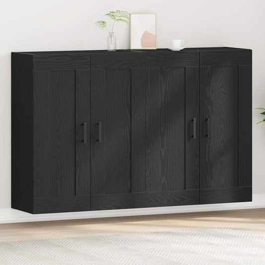 Væghængt Skab 2 Pcs Sort Eg 160 X 34 X 90 Cm Konstrueret Træ - Hovedbillede