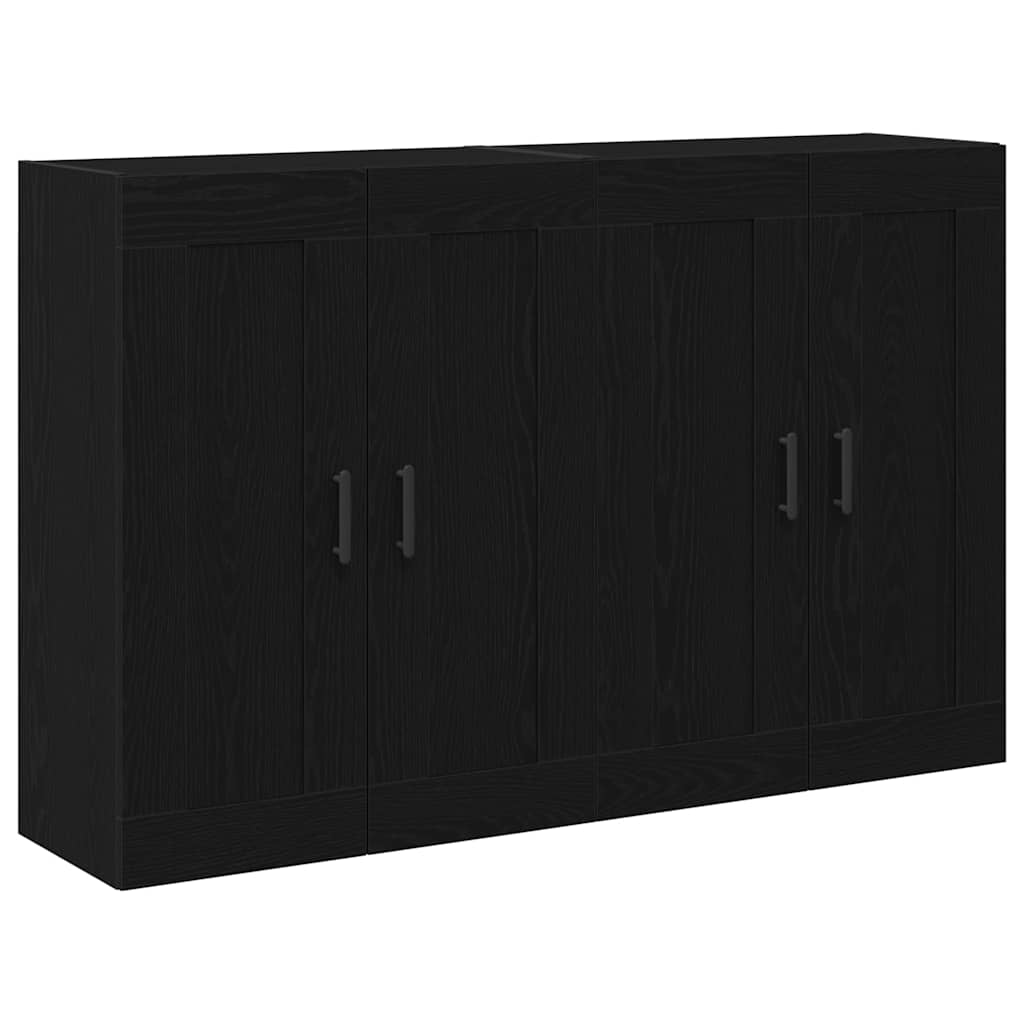 Væghængt Skab 2 Pcs Sort Eg 160 X 34 X 90 Cm Konstrueret Træ - Billede 2