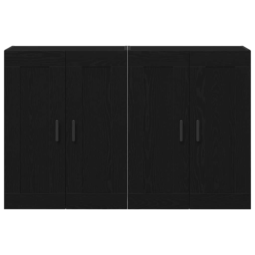 Væghængt Skab 2 Pcs Sort Eg 160 X 34 X 90 Cm Konstrueret Træ - Billede 6