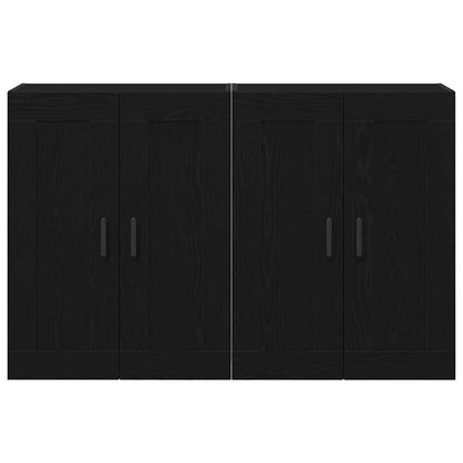 Væghængt Skab 2 Pcs Sort Eg 160 X 34 X 90 Cm Konstrueret Træ - Billede 6