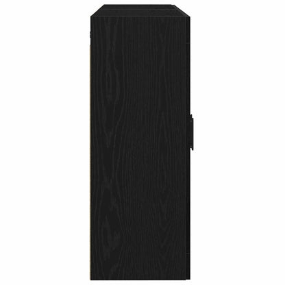 Væghængt Skab 2 Pcs Sort Eg 160 X 34 X 90 Cm Konstrueret Træ - Billede 7