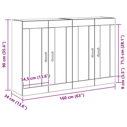 Væghængt Skab 2 Pcs Sort Eg 160 X 34 X 90 Cm Konstrueret Træ - Billede 10