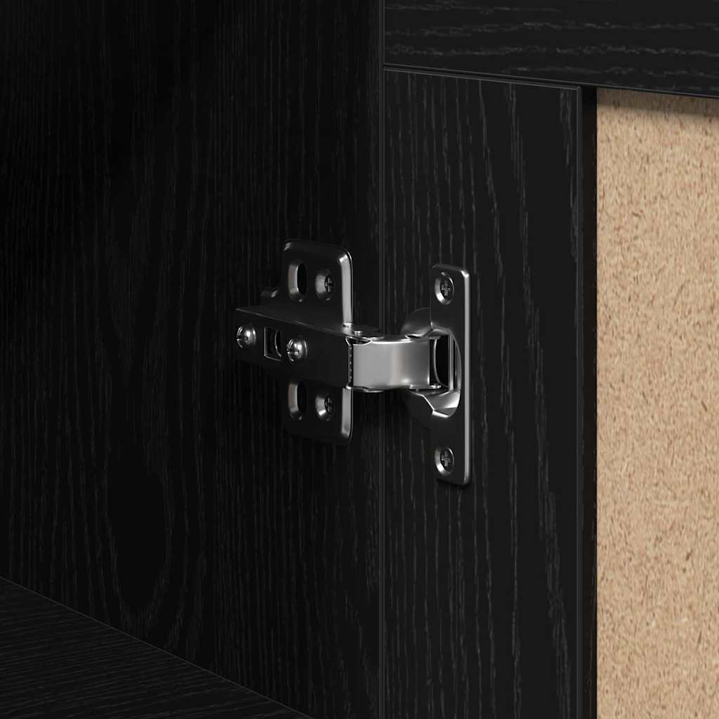 Highboard 2 Pcs Sort Eg 69,5 X 34 X 180 Cm Konstrueret Træ - Billede 9