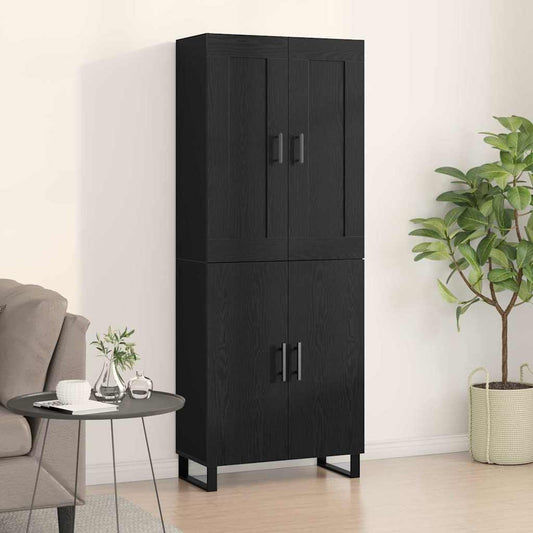 Highboard 2 Pcs Sort Eg 69,5 X 34 X 180 Cm Konstrueret Træ - Hovedbillede