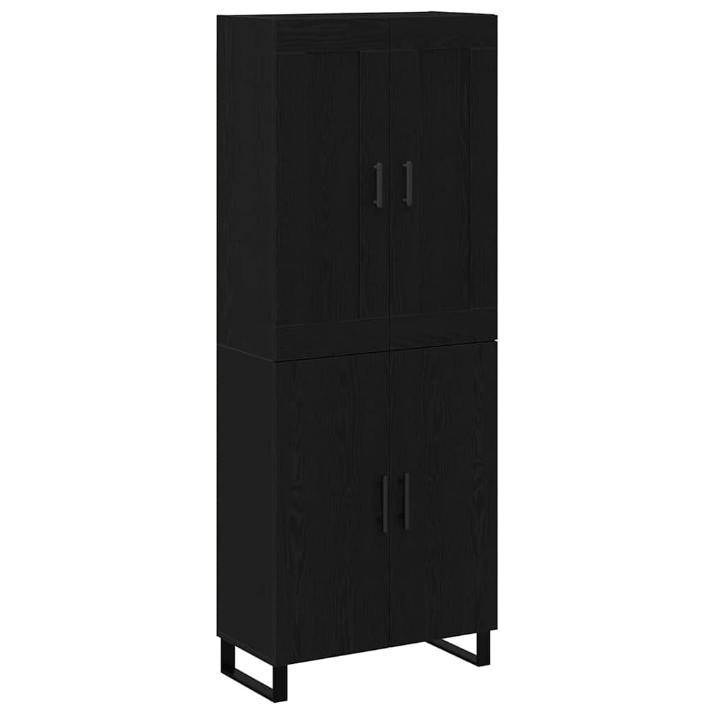 Highboard 2 Pcs Sort Eg 69,5 X 34 X 180 Cm Konstrueret Træ - Billede 2