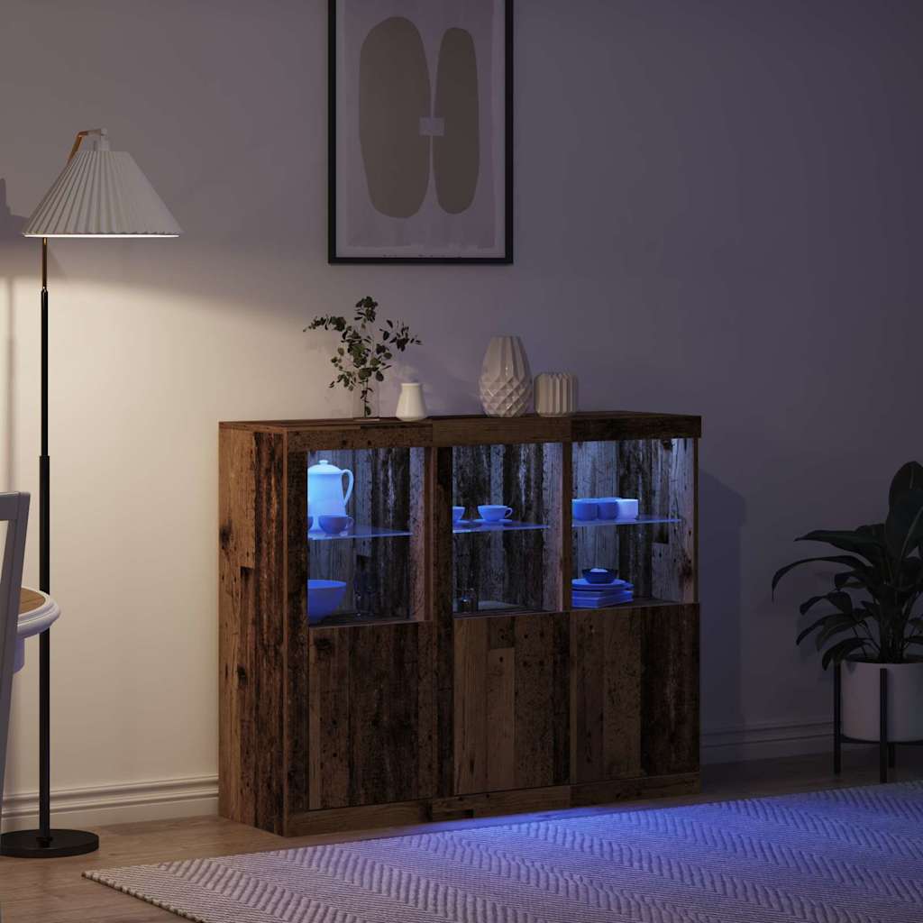 Sideboard 3 Pcs Gammelt Træ 123 X 37 X 100 Cm Konstrueret Træ - Billede 5