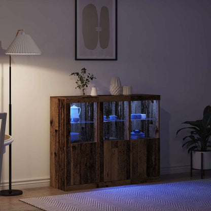 Sideboard 3 Pcs Gammelt Træ 123 X 37 X 100 Cm Konstrueret Træ - Billede 5