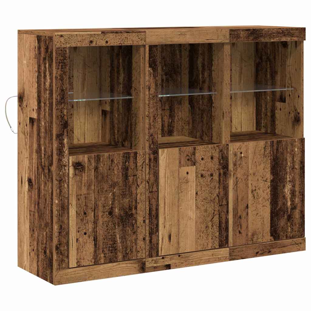 Sideboard 3 Pcs Gammelt Træ 123 X 37 X 100 Cm Konstrueret Træ - Billede 2