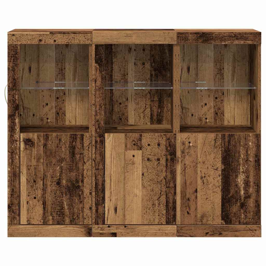 Sideboard 3 Pcs Gammelt Træ 123 X 37 X 100 Cm Konstrueret Træ - Billede 6