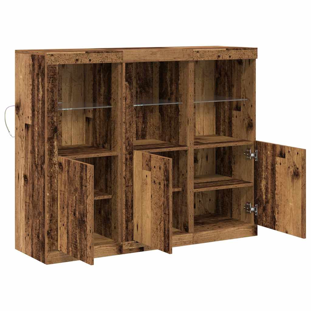 Sideboard 3 Pcs Gammelt Træ 123 X 37 X 100 Cm Konstrueret Træ - Billede 7