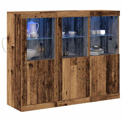 Sideboard 3 Pcs Gammelt Træ 123 X 37 X 100 Cm Konstrueret Træ - Billede 3
