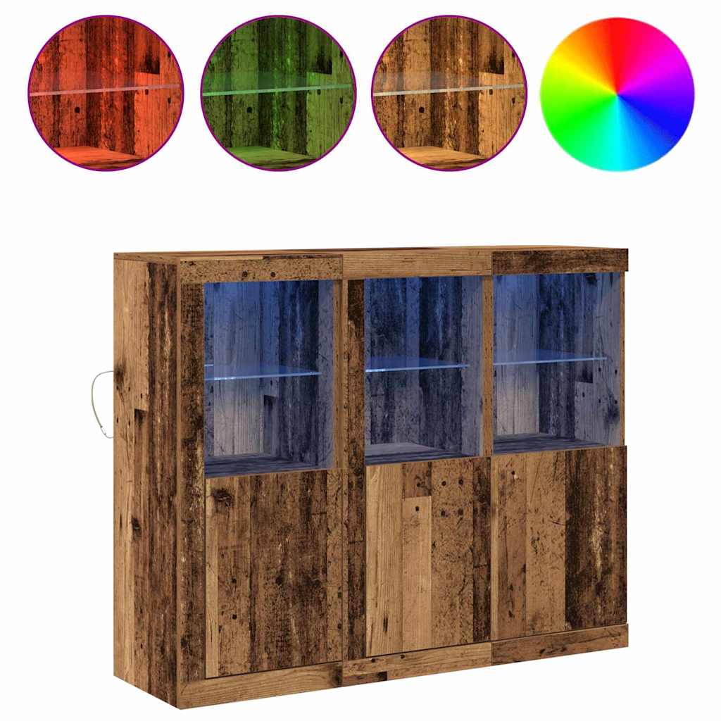 Sideboard 3 Pcs Gammelt Træ 123 X 37 X 100 Cm Konstrueret Træ - Billede 4