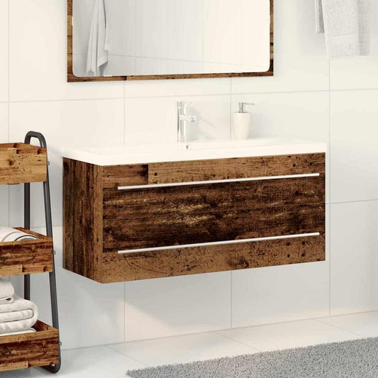 Vaskeskab Med Vask 2 Pcs Gammelt Træ 100 X 38.5 X 48 Cm - Hovedbillede