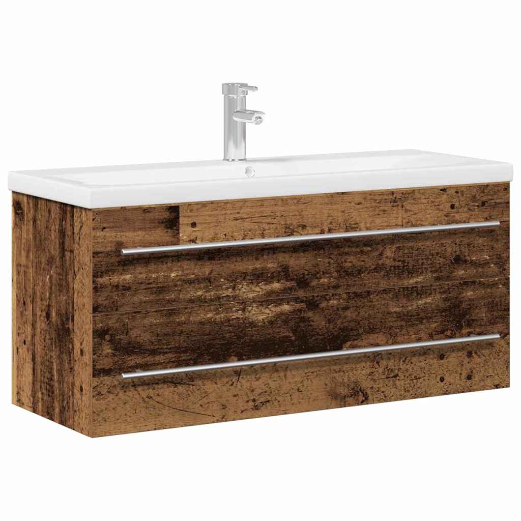 Vaskeskab Med Vask 2 Pcs Gammelt Træ 100 X 38.5 X 48 Cm - Billede 2