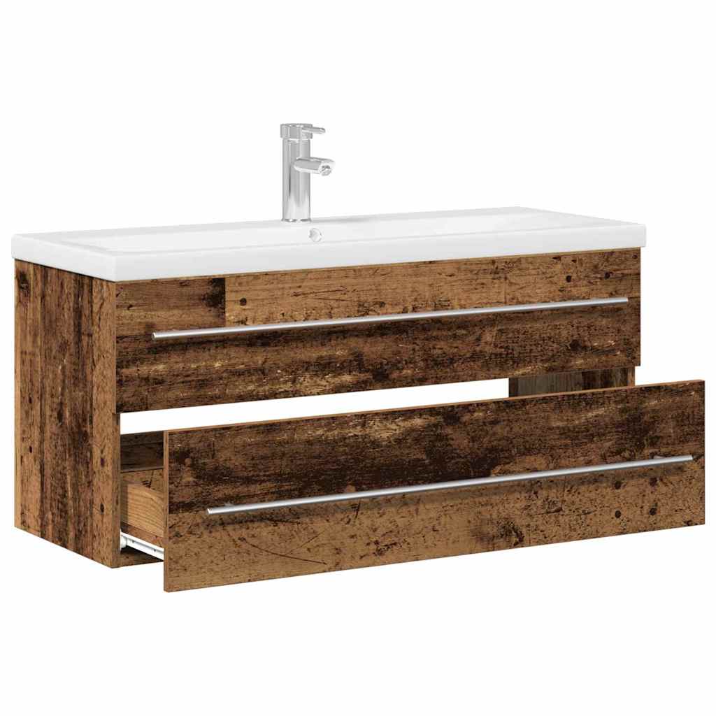 Vaskeskab Med Vask 2 Pcs Gammelt Træ 100 X 38.5 X 48 Cm - Billede 6