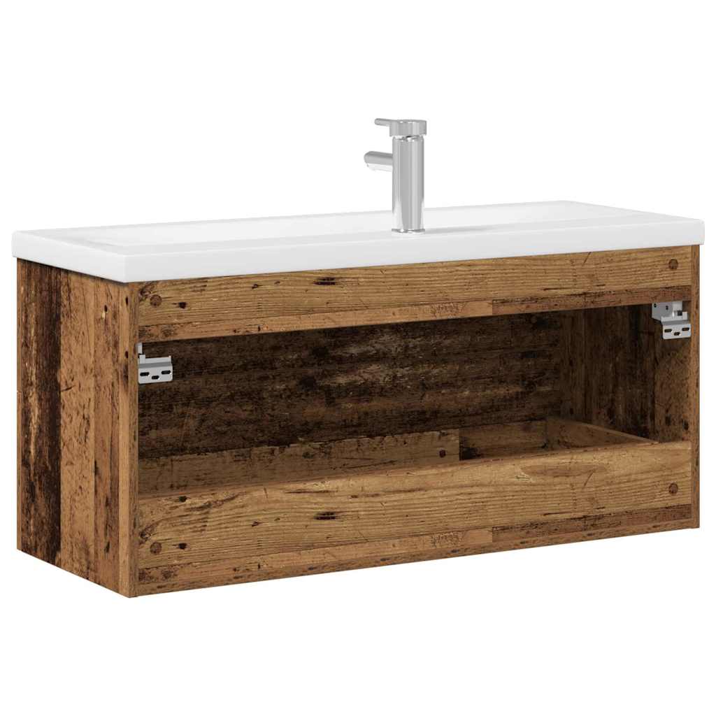 Vaskeskab Med Vask 2 Pcs Gammelt Træ 100 X 38.5 X 48 Cm - Billede 10
