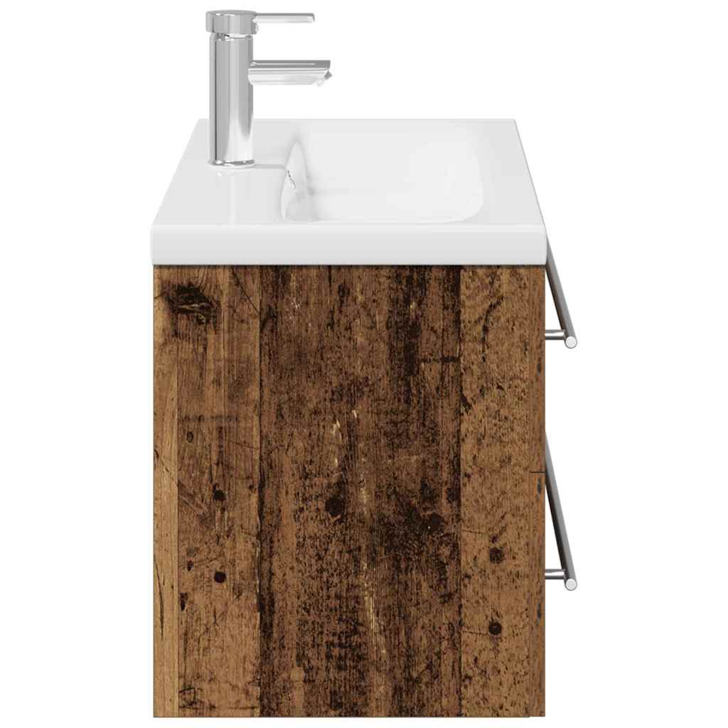Vaskeskab Med Vask 2 Pcs Gammelt Træ 100 X 38.5 X 48 Cm - Billede 9