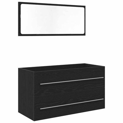 Vaskeskab Med Vask Med Skuffe 3 Pcs Sort Eg 90 X 38.5 X 48 Cm - Billede 6