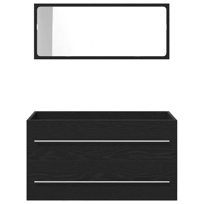 Vaskeskab Med Vask Med Skuffe 3 Pcs Sort Eg 90 X 38.5 X 48 Cm - Billede 8