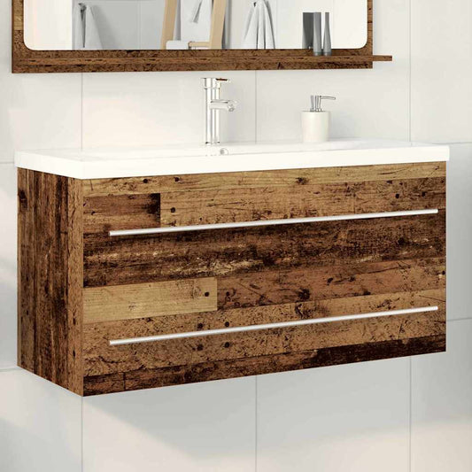 Vaskeskab Med Vask 2 Pcs Gammelt Træ 100 X 38.5 X 48 Cm - Hovedbillede