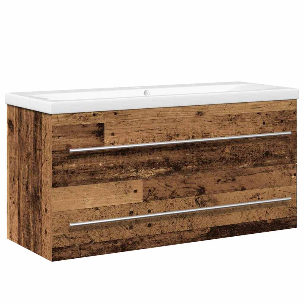 Vaskeskab Med Vask 2 Pcs Gammelt Træ 100 X 38.5 X 48 Cm - Billede 2