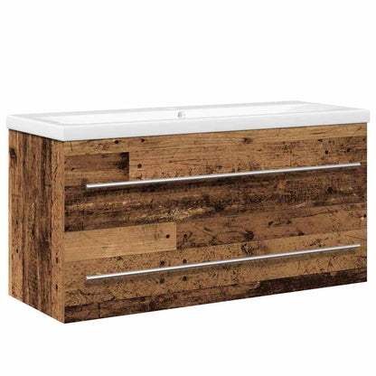 Vaskeskab Med Vask 2 Pcs Gammelt Træ 100 X 38.5 X 48 Cm - Billede 2