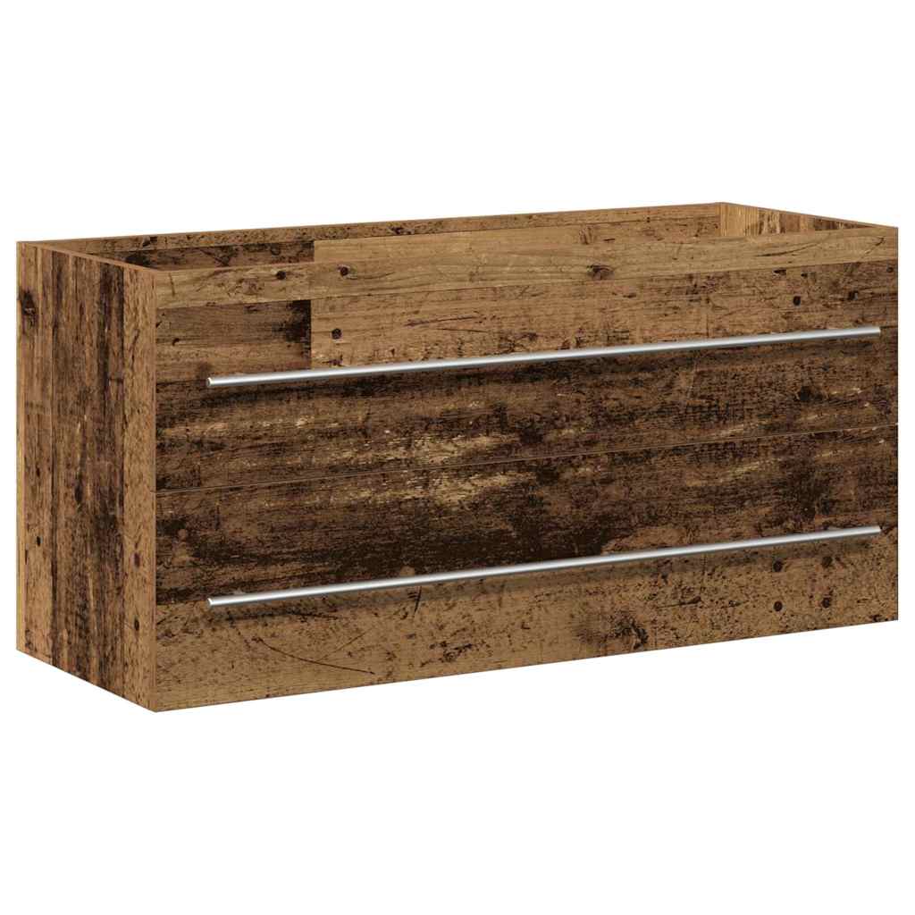 Vaskeskab Med Vask 2 Pcs Gammelt Træ 100 X 38.5 X 48 Cm - Billede 6