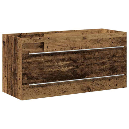 Vaskeskab Med Vask 2 Pcs Gammelt Træ 100 X 38.5 X 48 Cm - Billede 6