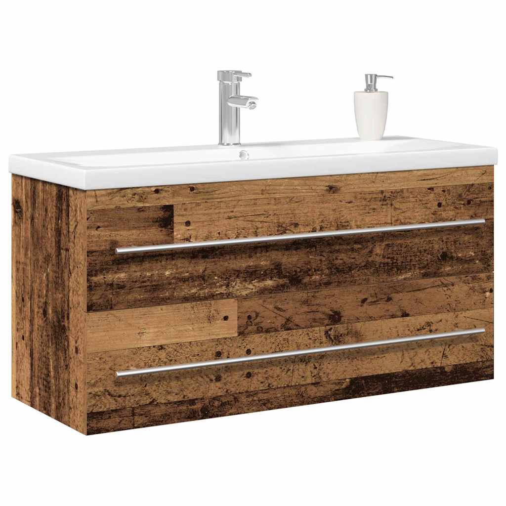 Vaskeskab Med Vask 2 Pcs Gammelt Træ 100 X 38.5 X 48 Cm - Billede 3