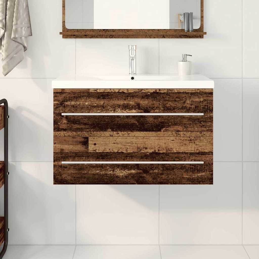 Vaskeskab Med Vask 2 Pcs Gammelt Træ 80 X 38.5 X 48 Cm - Billede 4