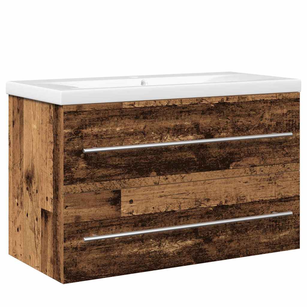 Vaskeskab Med Vask 2 Pcs Gammelt Træ 80 X 38.5 X 48 Cm - Billede 2