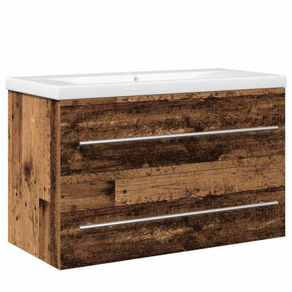 Vaskeskab Med Vask 2 Pcs Gammelt Træ 80 X 38.5 X 48 Cm - Billede 2