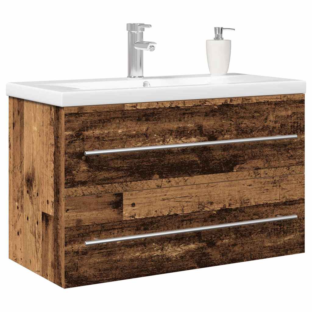 Vaskeskab Med Vask 2 Pcs Gammelt Træ 80 X 38.5 X 48 Cm - Billede 3