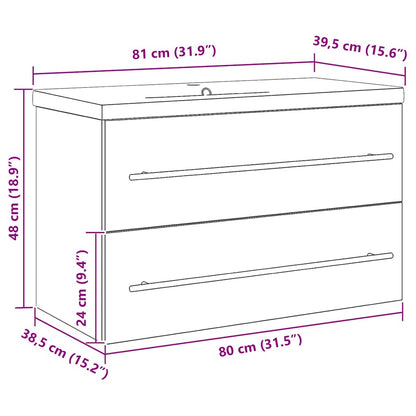 Vaskeskab Med Vask 2 Pcs Gammelt Træ 80 X 38.5 X 48 Cm - Billede 11