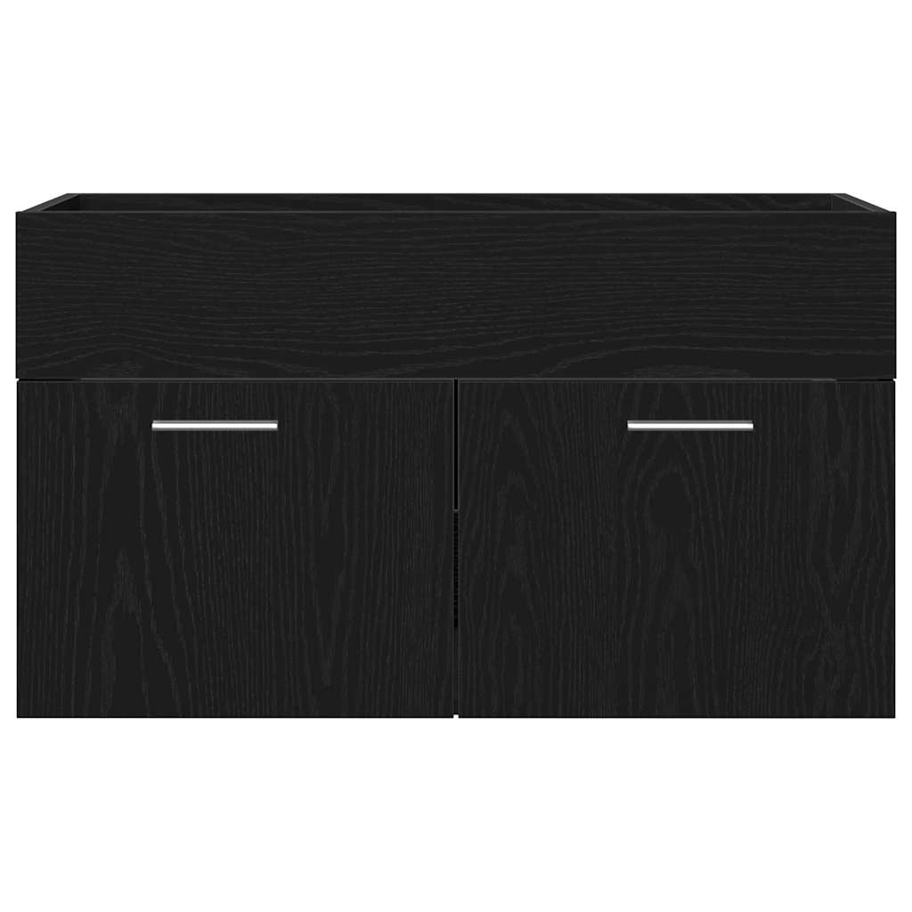 Vaskeskab Med Dør Sort Eg 80 X 38.5 X 46 Cm Konstrueret Træ - Billede 8