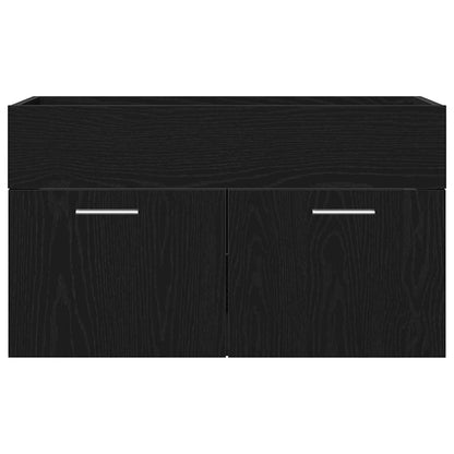Vaskeskab Med Dør Sort Eg 80 X 38.5 X 46 Cm Konstrueret Træ - Billede 8