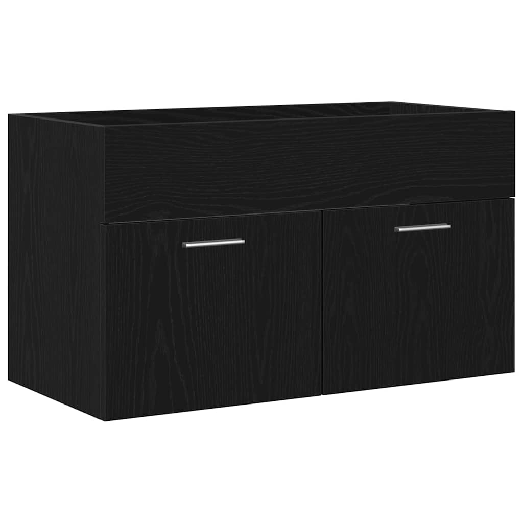 Vaskeskab Med Dør Sort Eg 90 X 38.5 X 46 Cm Konstrueret Træ - Billede 6