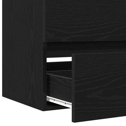 Vaskeskab Vægmonteret Sort Eg 100 X 39 X 62 Cm Konstrueret Træ - Billede 9