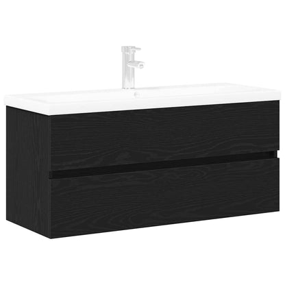 Vaskeskab Vægmonteret Sort Eg 100 X 39 X 62 Cm Konstrueret Træ - Billede 2