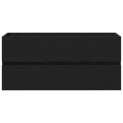 Vaskeskab Vægmonteret Sort Eg 100 X 39 X 62 Cm Konstrueret Træ - Billede 8