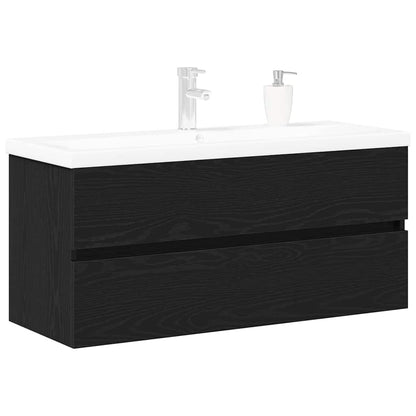 Vaskeskab Vægmonteret Sort Eg 100 X 39 X 62 Cm Konstrueret Træ - Billede 3