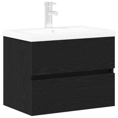 Vaskeskab Vægmonteret Sort Eg 60 X 39 X 62 Cm Konstrueret Træ - Billede 2