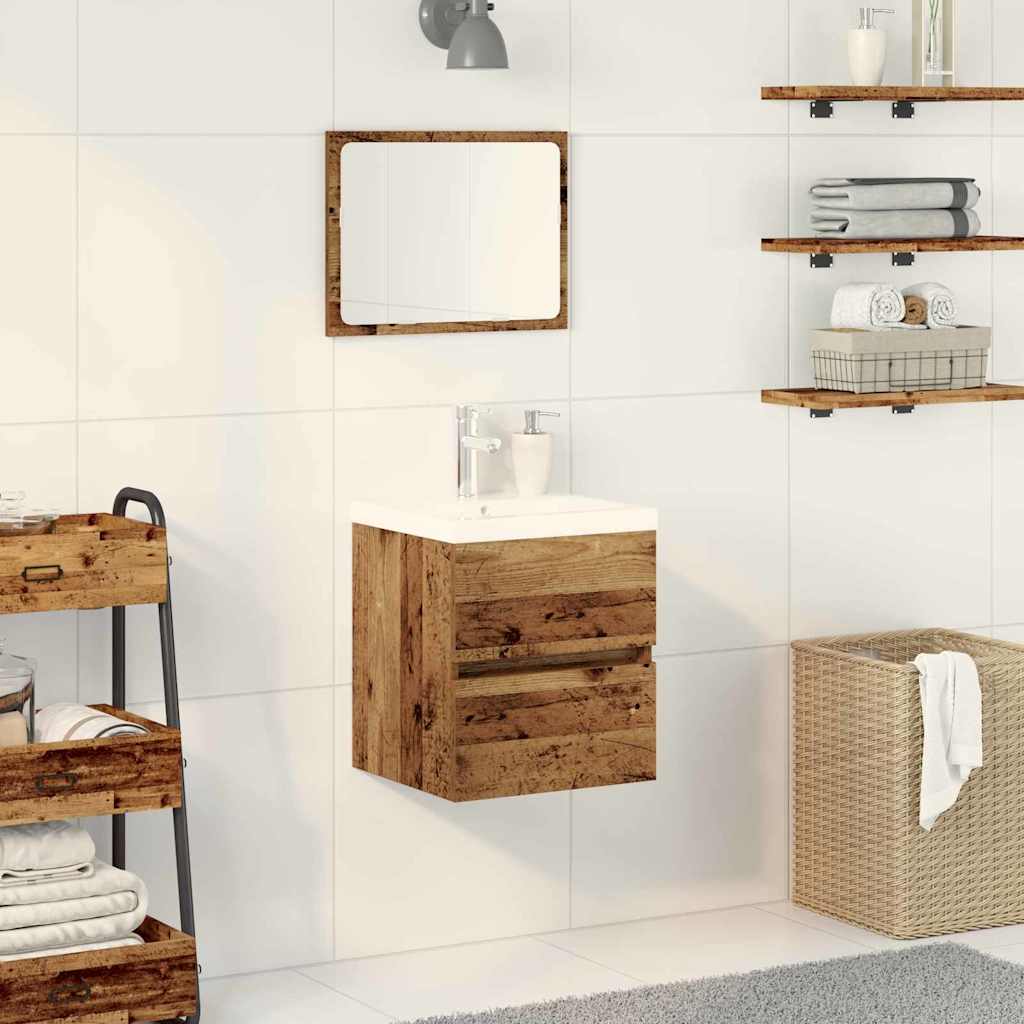 Vaskeskab Vægmonteret Sort Eg 41 X 39 X 62 Cm Konstrueret Træ - Hovedbillede