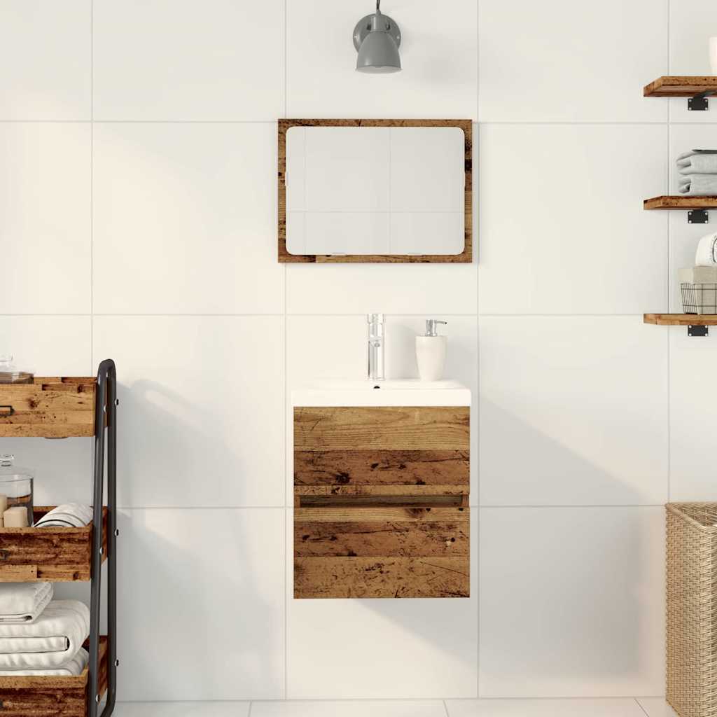 Vaskeskab Vægmonteret Sort Eg 41 X 39 X 62 Cm Konstrueret Træ - Billede 4