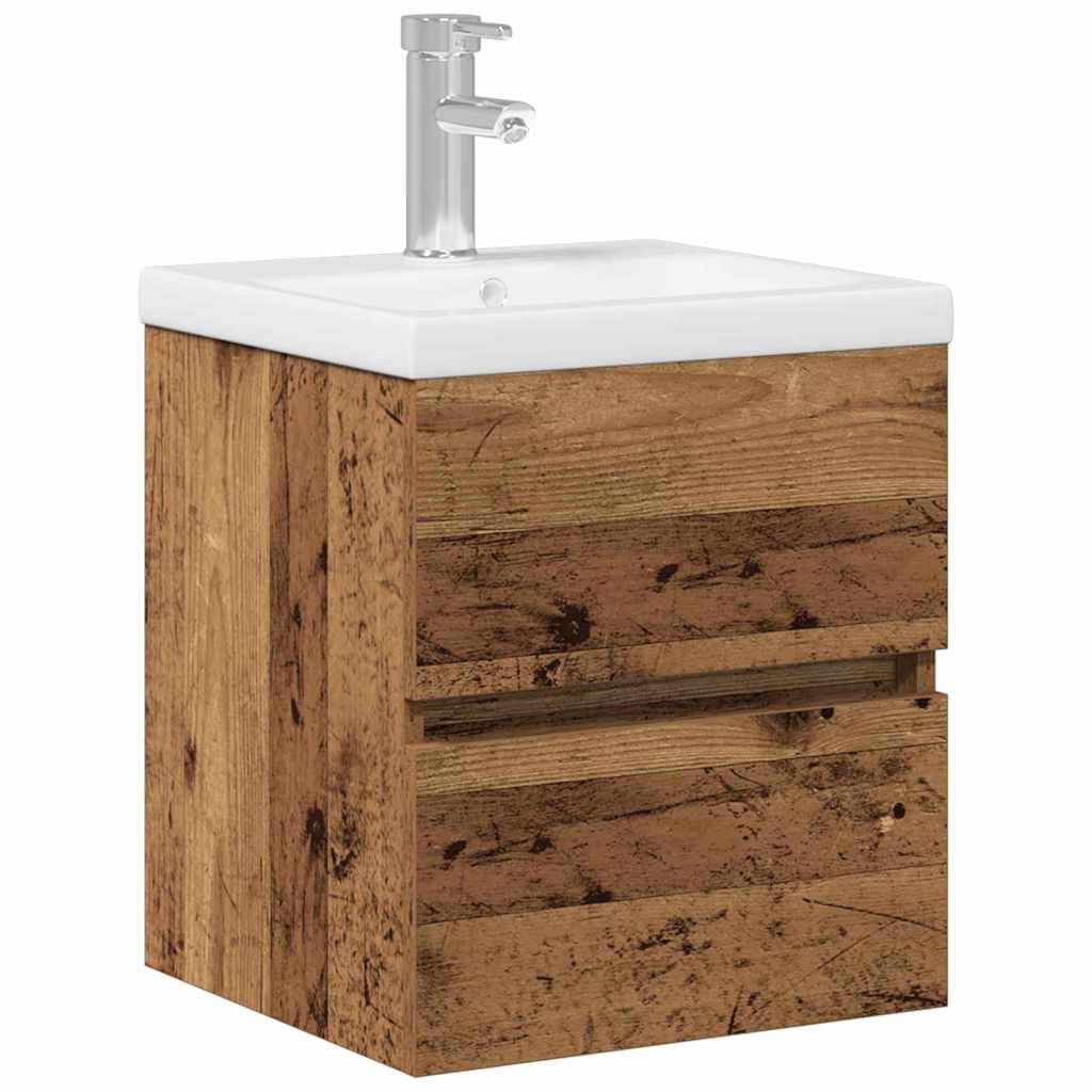 Vaskeskab Vægmonteret Sort Eg 41 X 39 X 62 Cm Konstrueret Træ - Billede 2