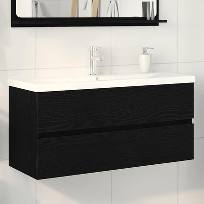 Vaskeskab Vægmonteret Sort Eg 100 X 39 X 62 Cm Konstrueret Træ - Hovedbillede