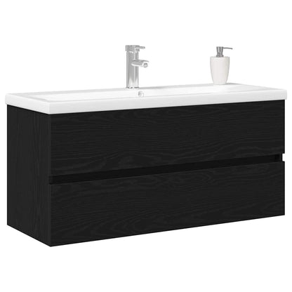 Vaskeskab Vægmonteret Sort Eg 100 X 39 X 62 Cm Konstrueret Træ - Billede 3