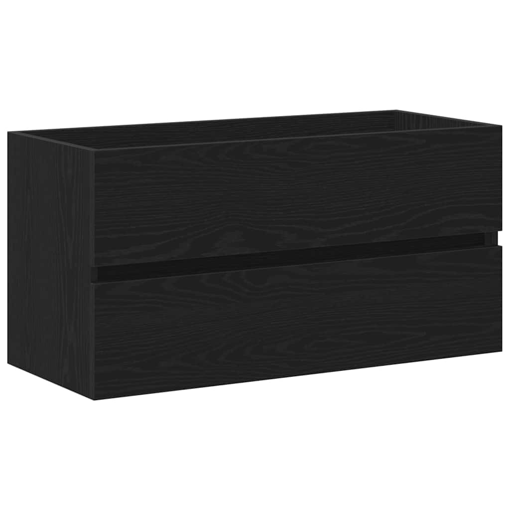 Vaskeskab Vægmonteret Sort Eg 90 X 39 X 62 Cm Konstrueret Træ - Billede 6